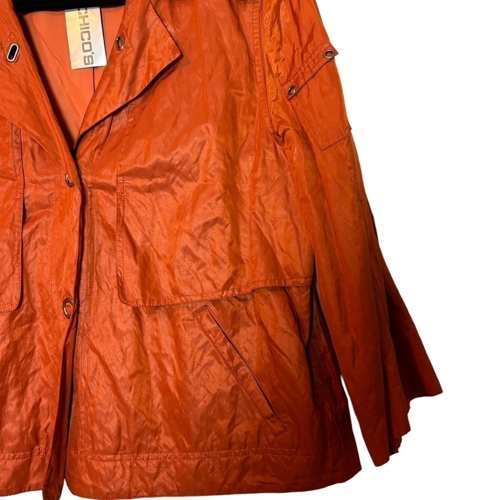 Chico’s Simple Sport Anna In Tiger Lily Orange Color Utility Style Jacket - Picture 3 of 16